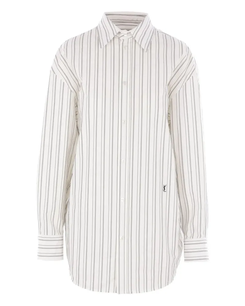 Saint Laurent Gestreiftes Hemd - Weiß Weiß