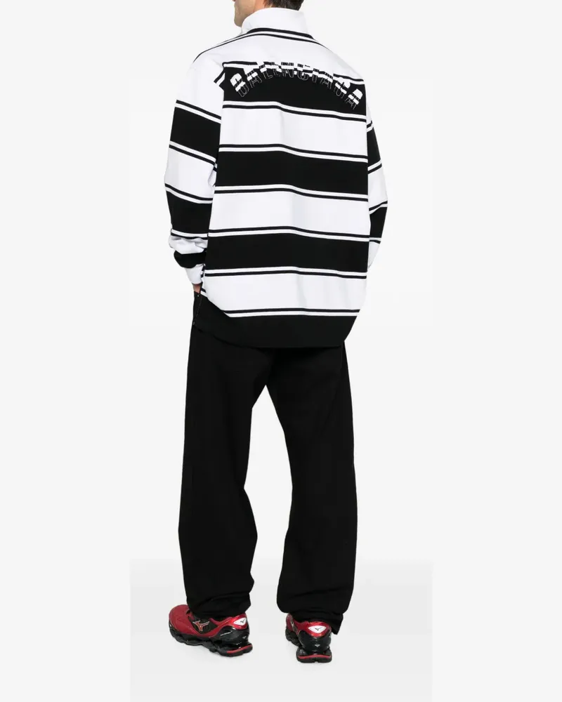 Balenciaga striped logo-patch polo shirt - Weiß Weiß
