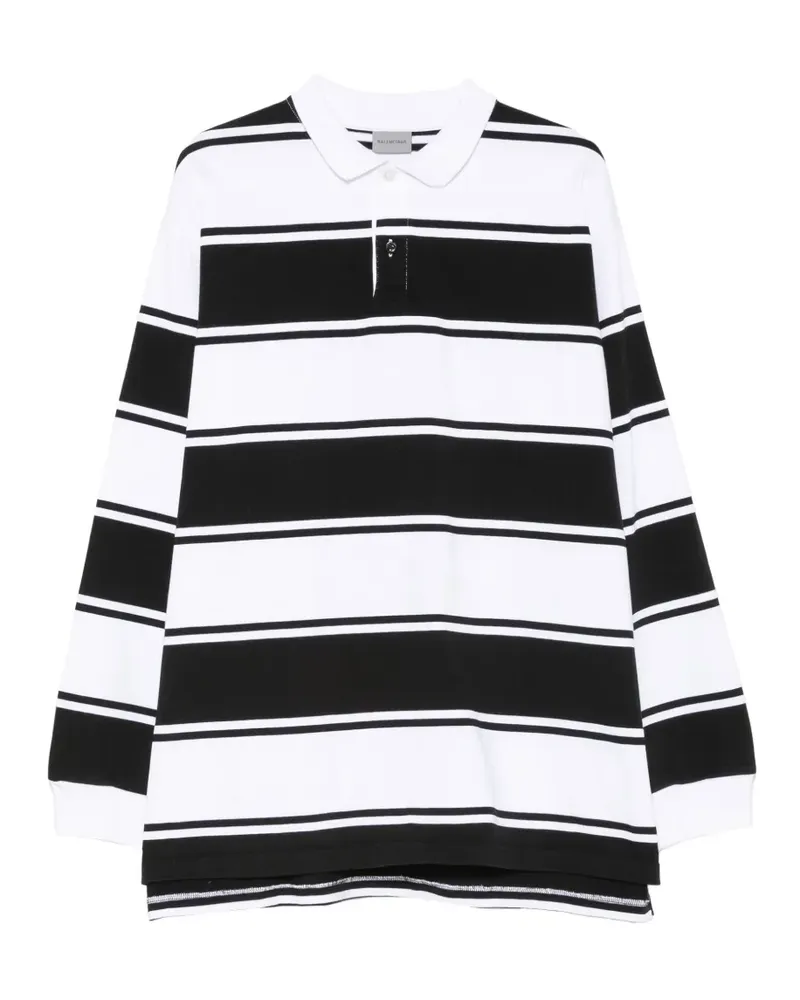 Balenciaga striped logo-patch polo shirt - Weiß Weiß