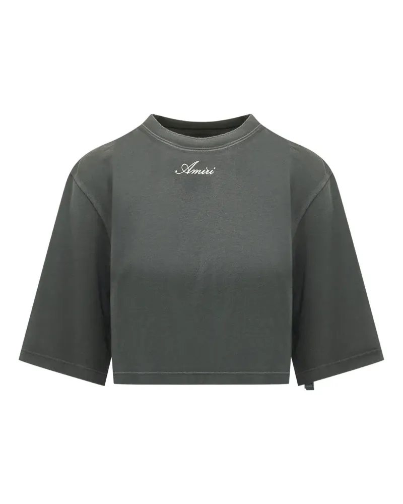 Amiri logo-embroidered cropped top - Grau Grau