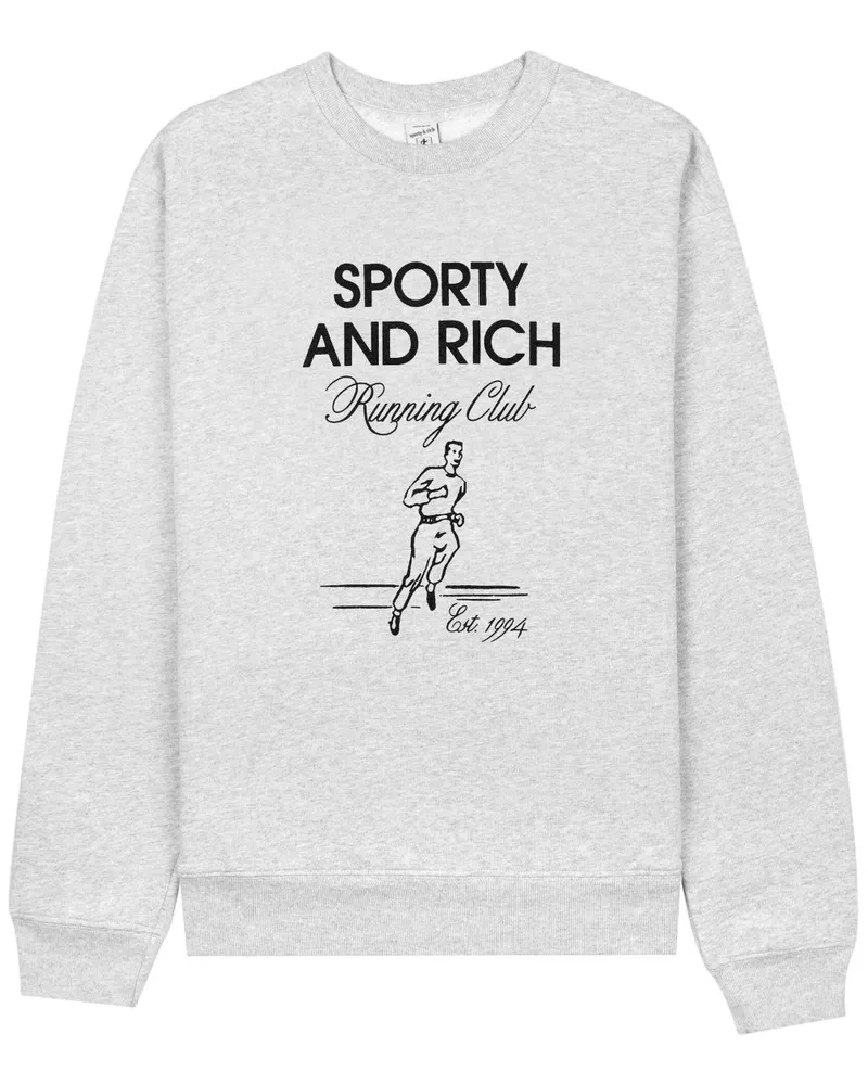 SPORTY & RICH Sweatshirt mit Running Man-Print - Grau Grau