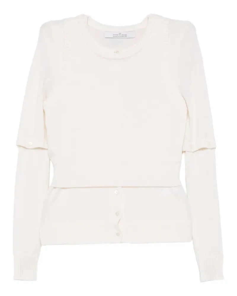 Rokh Strickoberteil mit Cardigan-Overlay - Nude Nude