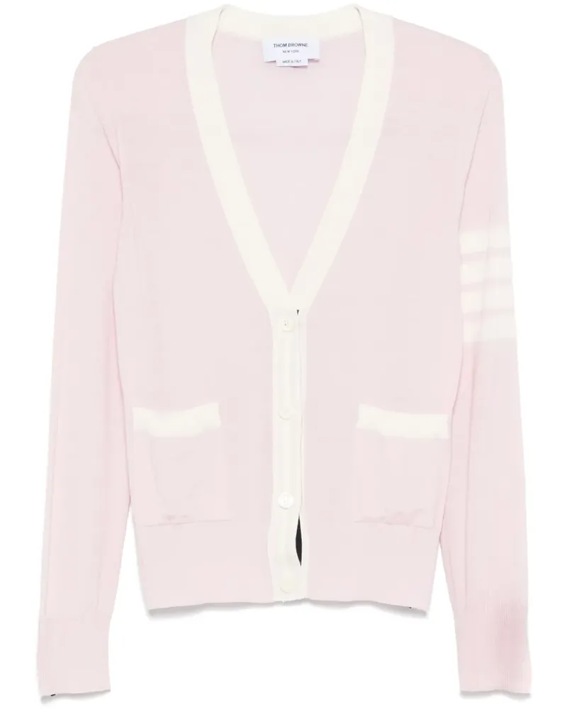 Thom Browne Fein gestrickter 4 Bar Striped Cardigan - Rosa Rosa