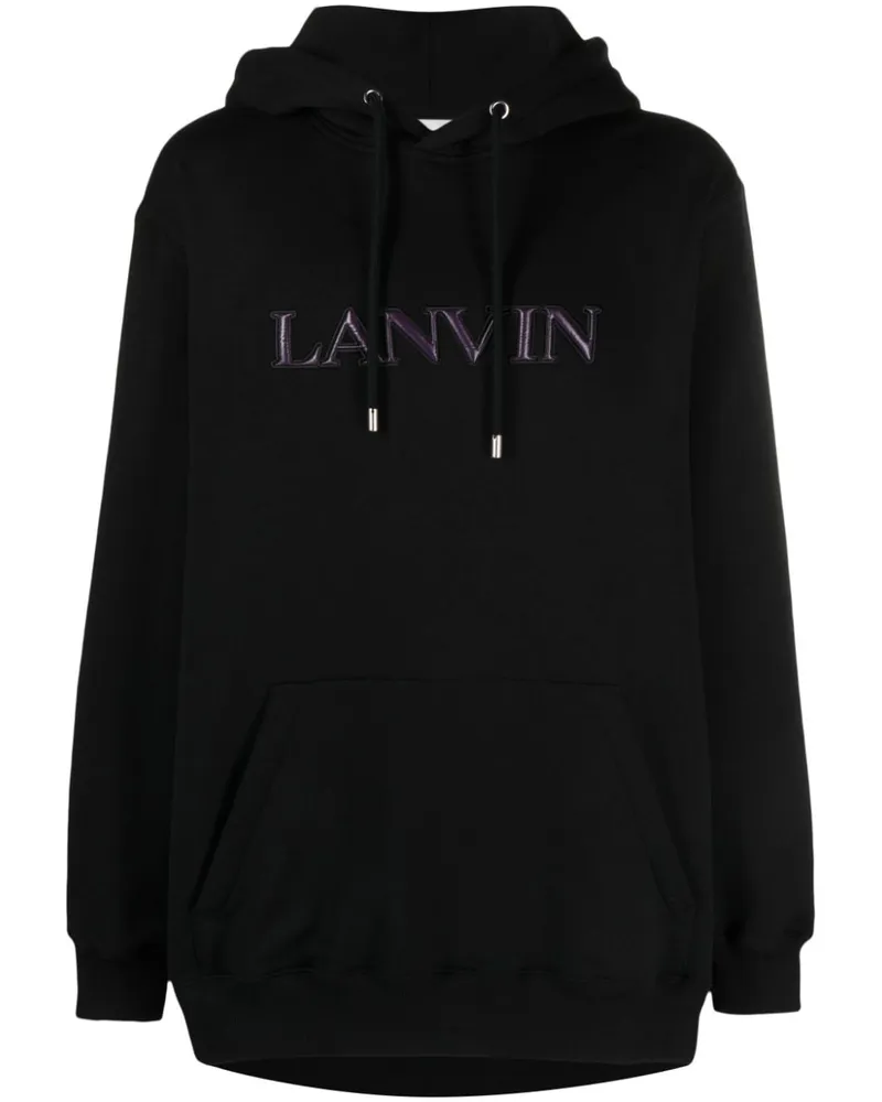 Lanvin Hoodie mit Logo-Applikation Schwarz