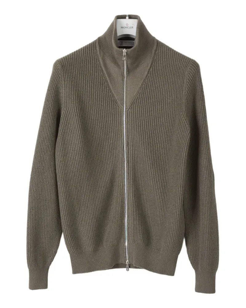Brunello Cucinelli Gerippter Cardigan mit Reißverschluss - Grau Grau