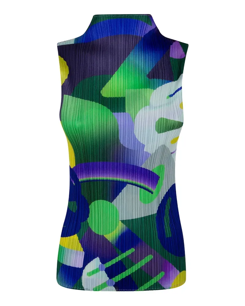 Issey Miyake Playground abstract-print pleated T-shirt - Grün Grün