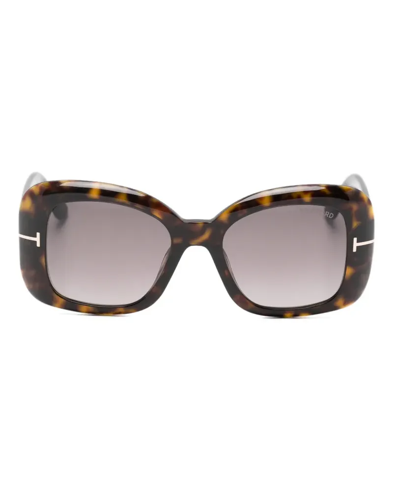 Tom Ford Eckige Sandra Sonnenbrille mit T-Logo - Braun Braun