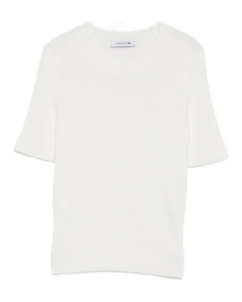 Lacoste ribbed-knit short-sleeve sweater - Weiß Weiß