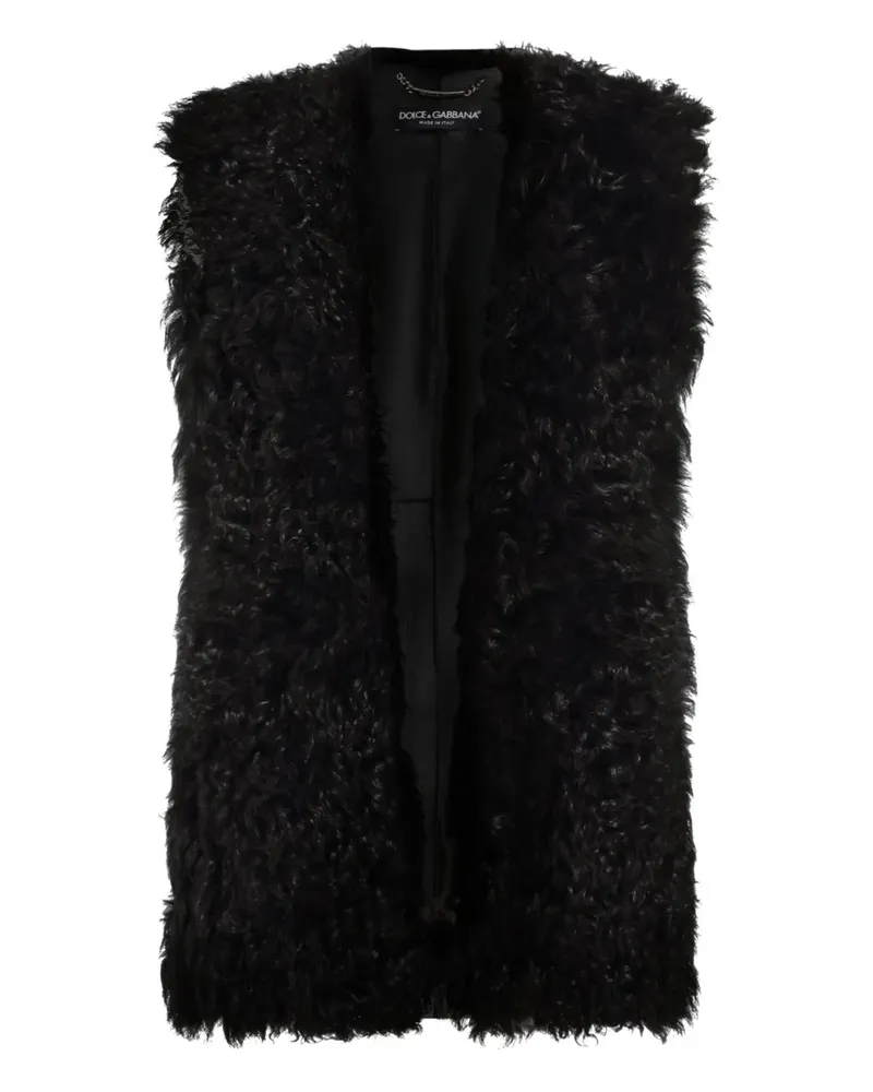 Dolce & Gabbana Kapuzenweste aus Shearling - Schwarz Schwarz