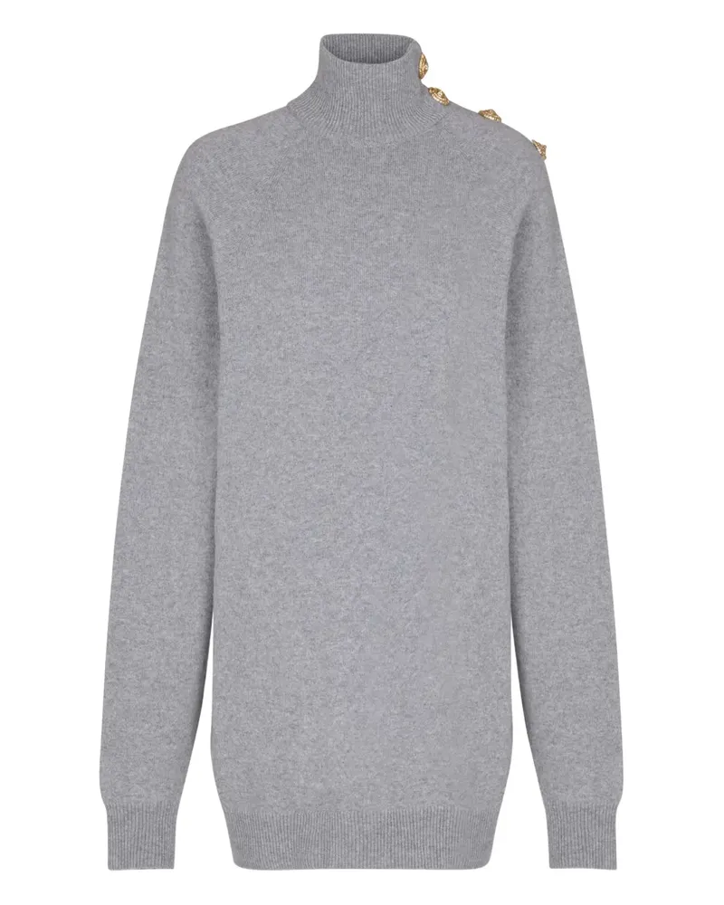Balmain high-neck button-embellished jumper dress - Grau Grau