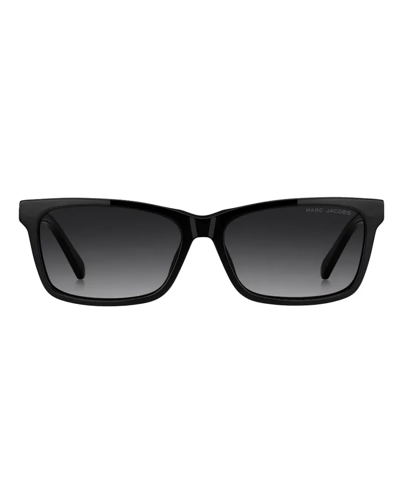 Marc Jacobs Eckige Sonnenbrille mit Logo-Schild - Schwarz Schwarz