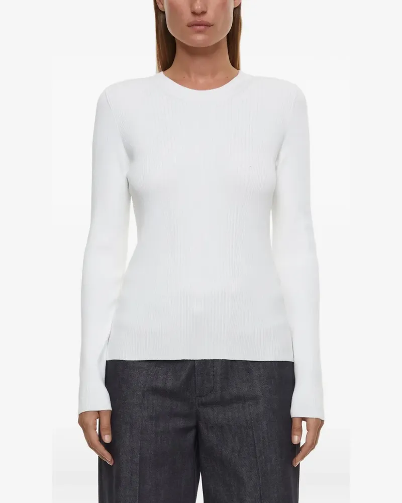 Closed ribbed long-sleeve jumper - Weiß Weiß