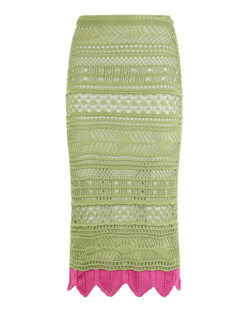 Roberto Cavalli contrast-detail midi skirt - Grün Grün