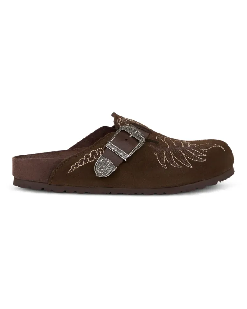 Etro x Birkenstock Boston Clogs aus Wildleder mit Stickerei - Braun Braun