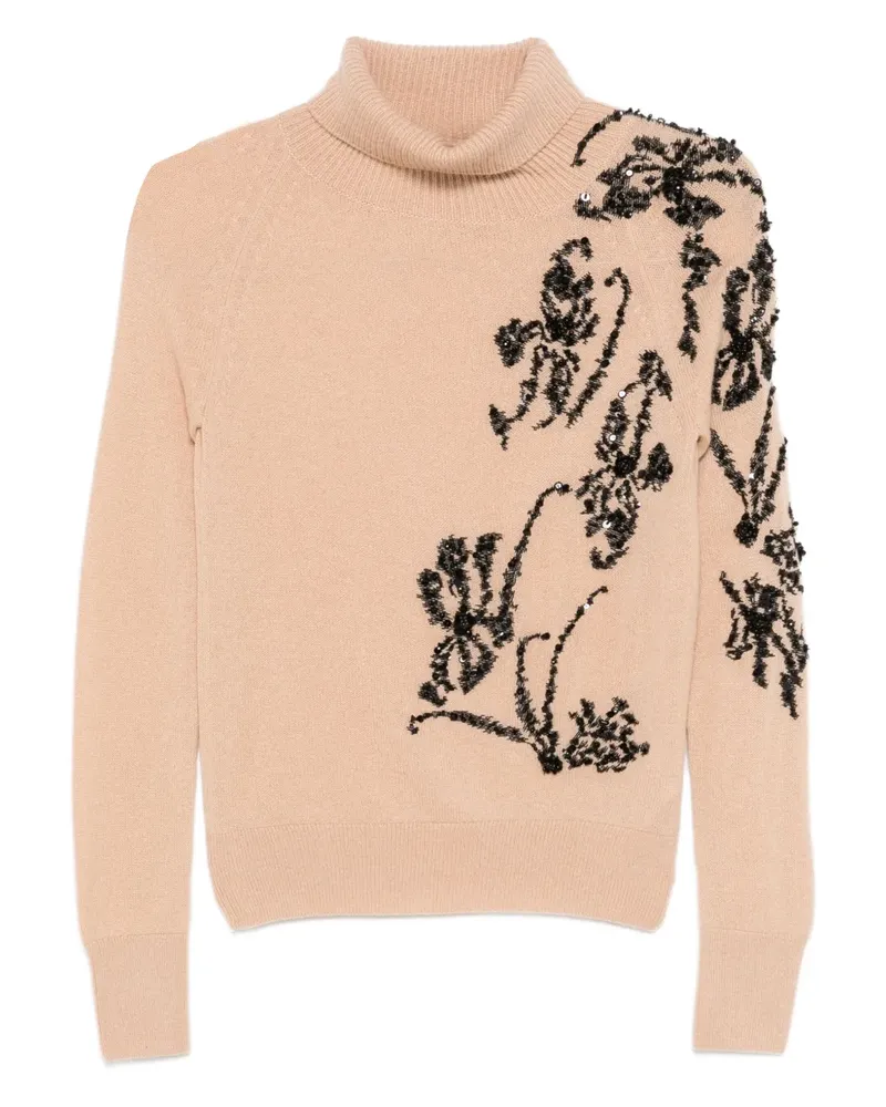 Ermanno Scervino Rollkragenpullover mit Blumen - Braun Braun