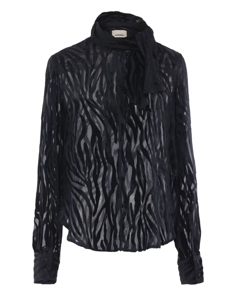 Isabel Marant zebra-pattern tie-neck shirt - Schwarz Schwarz