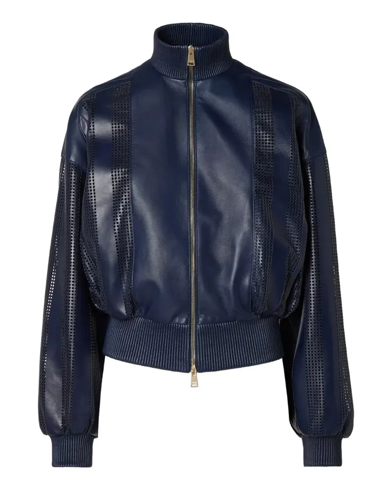 Fendi navy blue perforated nappa-leather jacket - Blau Blau