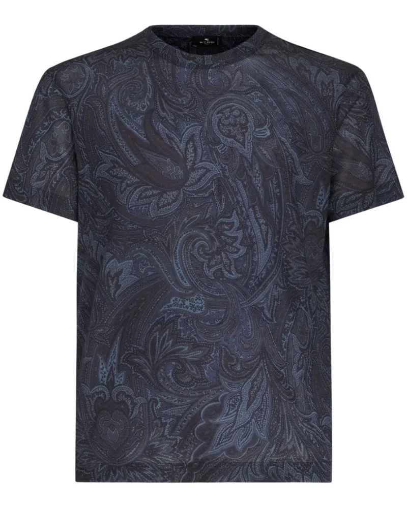 Etro T-Shirt mit Paisley-Print Blau