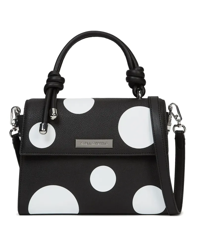 Karl Lagerfeld Ikon polka-dot pebble-grain crossbody bag - Schwarz Schwarz