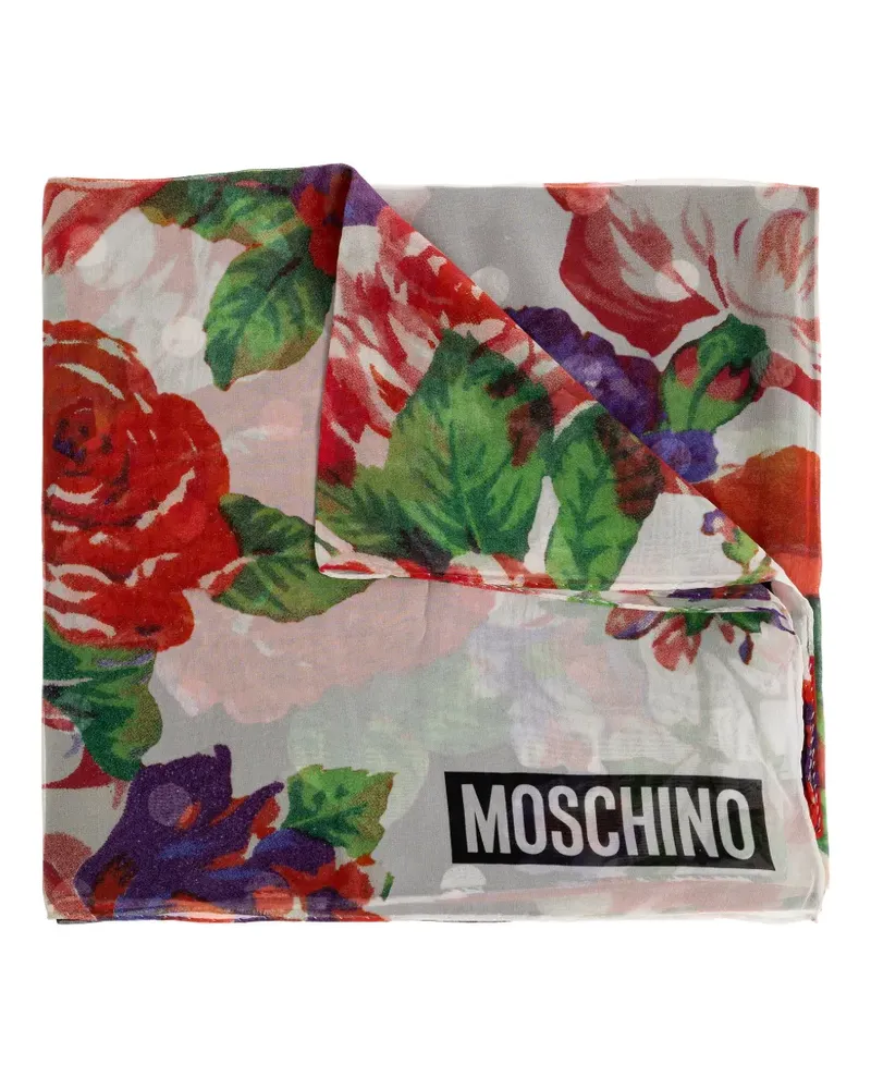 Moschino Seidenschal mit Blumen-Print - Rot Rot