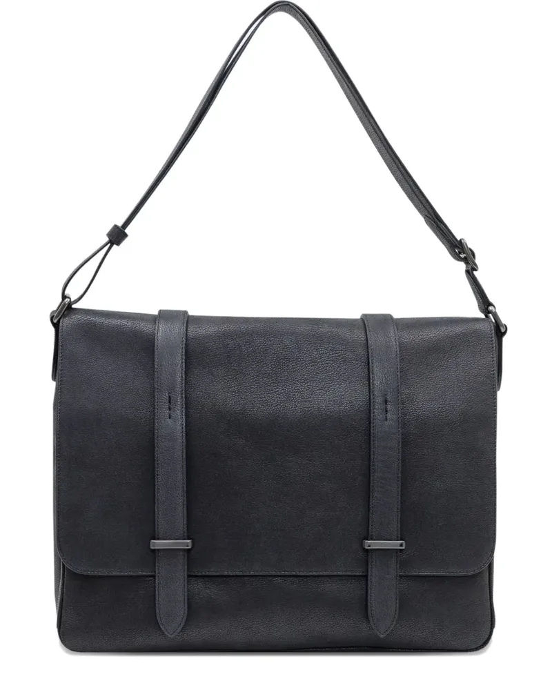 Orciani Kuriertasche mit Klappenriemen - Schwarz Schwarz