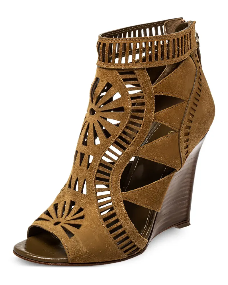 Sergio Rossi Pre-owned Wedge-Stiefel mit Laser-Cuts 105mm - Braun Braun