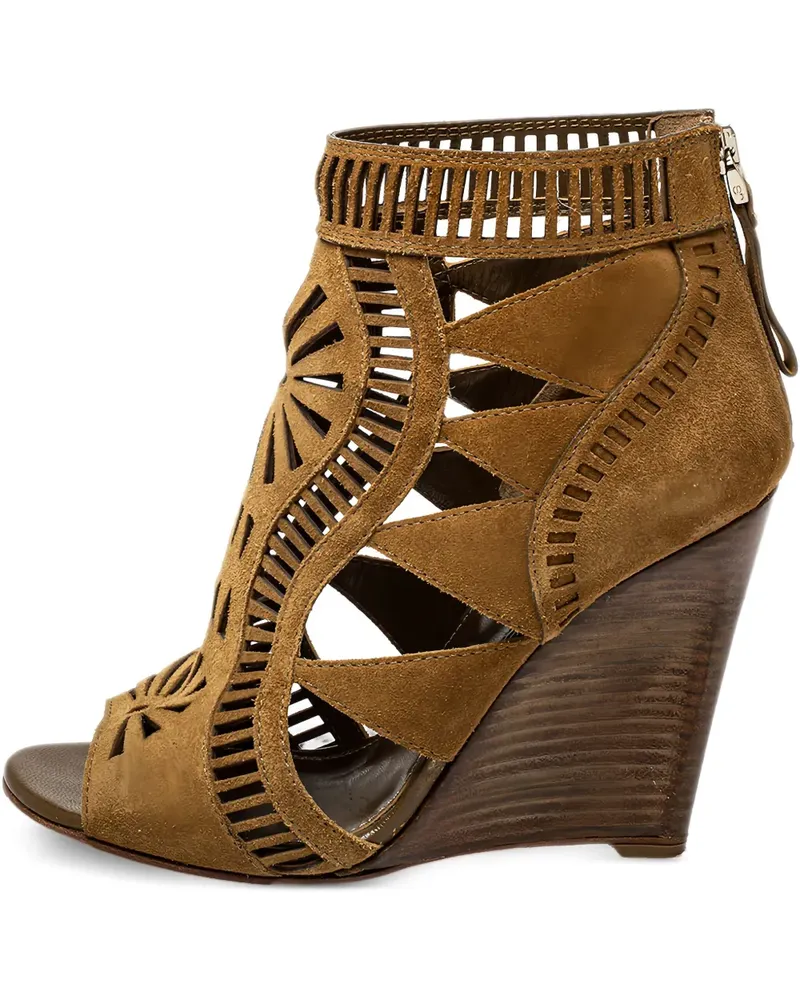Sergio Rossi Pre-owned Wedge-Stiefel mit Laser-Cuts 105mm - Braun Braun