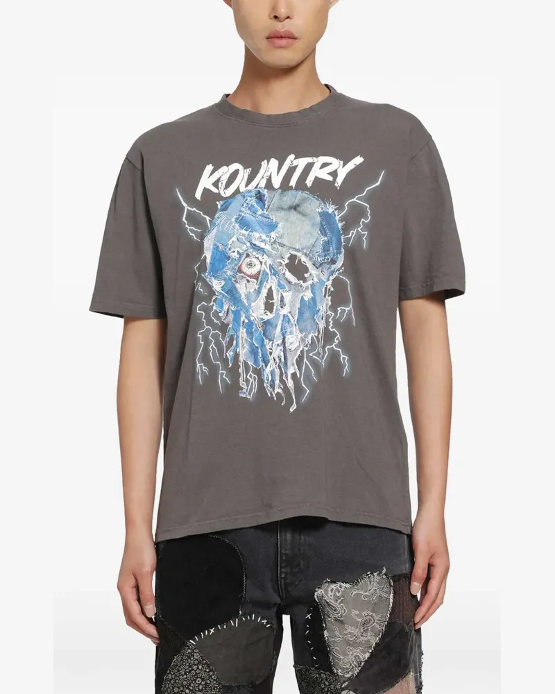 KAPITAL Country T-Shirt mit Print - Grau Grau