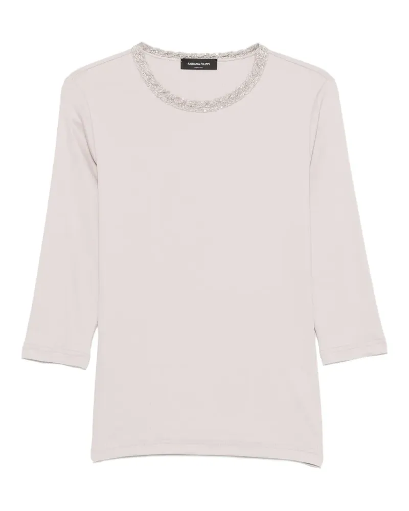 Fabiana Filippi sequin-embellished three-quarter sleeve top - Rosa Rosa