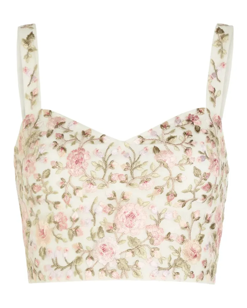 Needle & Thread Floral besticktes Top - Nude Nude