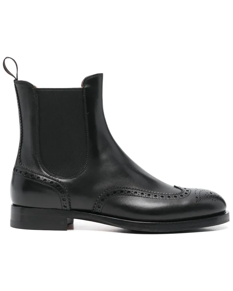 Santoni brogue-detail chelsea boots - Schwarz Schwarz