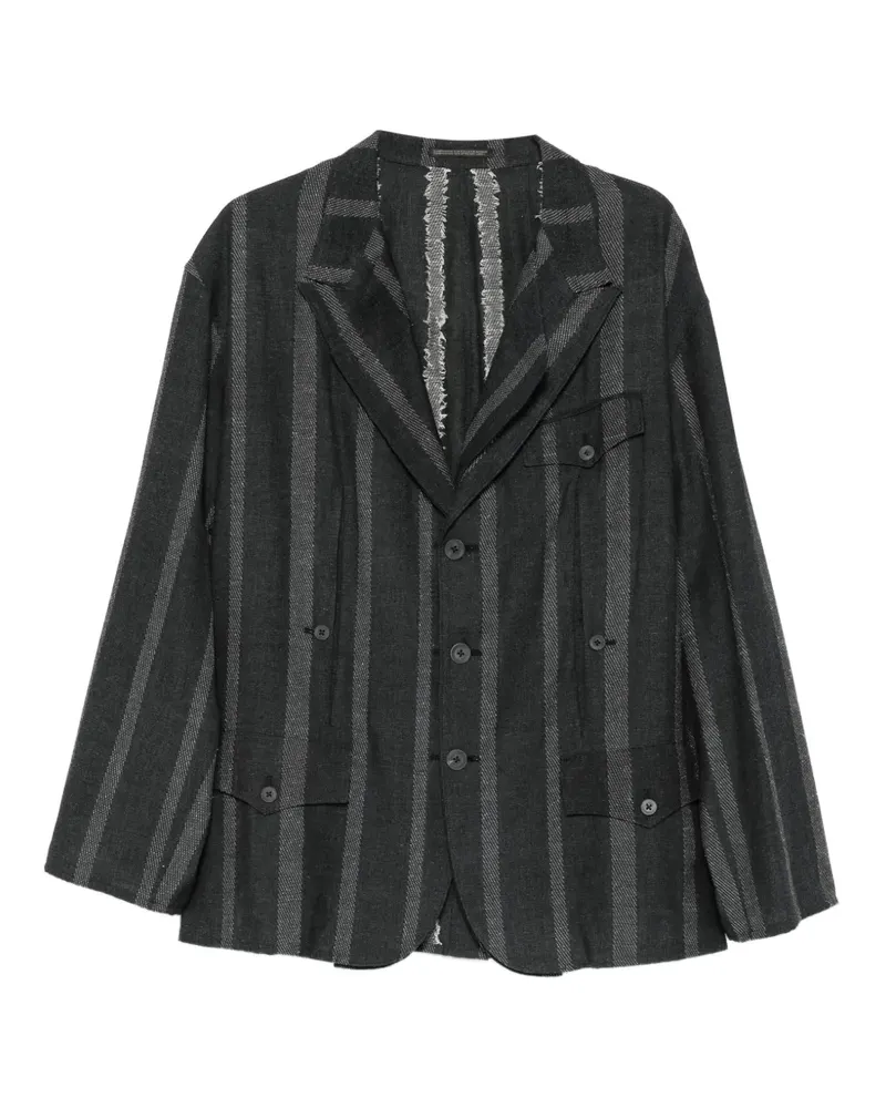 Yohji Yamamoto stripe-pattern notched-lapel blazer - Grau Grau