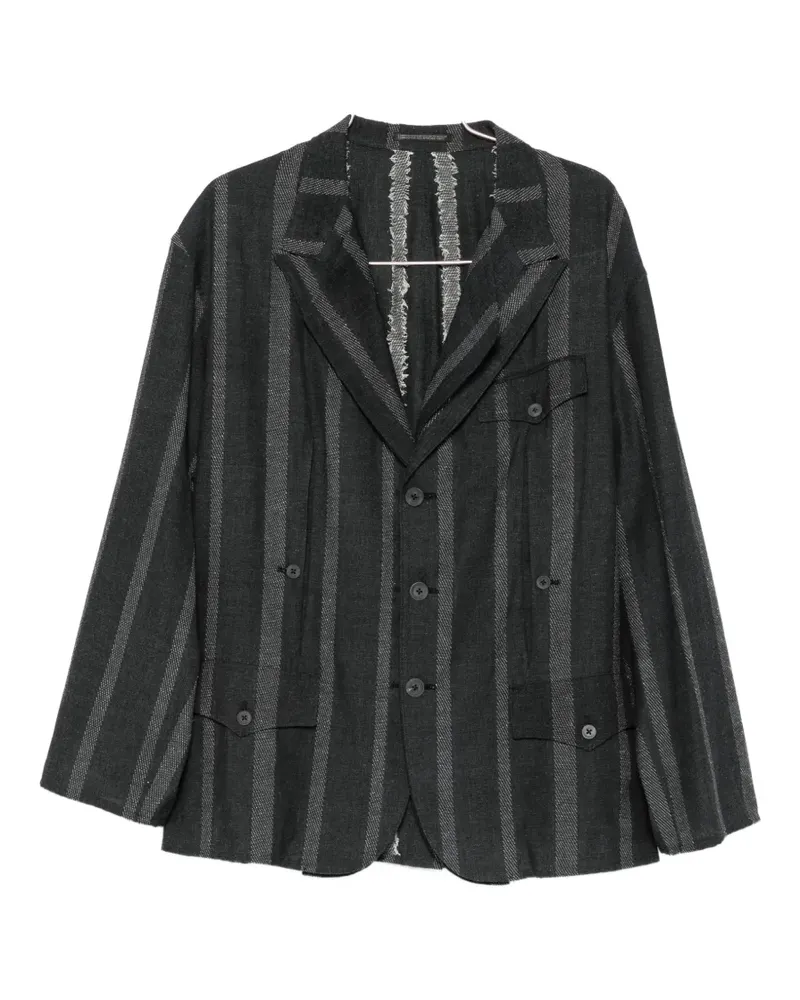 Yohji Yamamoto stripe-pattern notched-lapel blazer - Grau Grau