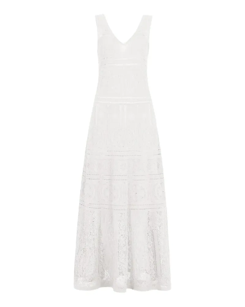 D.EXTERIOR crochet-knit V-neck maxi dress - Weiß Weiß