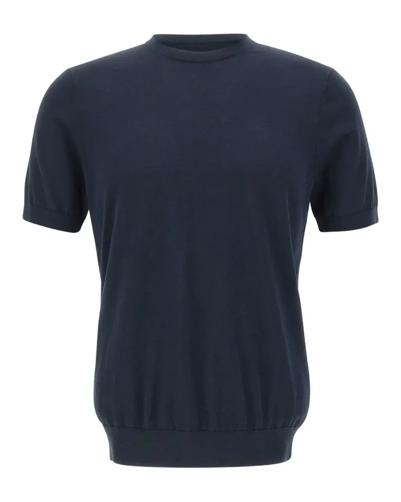 Diktat short-sleeved cotton sweater - Blau Blau