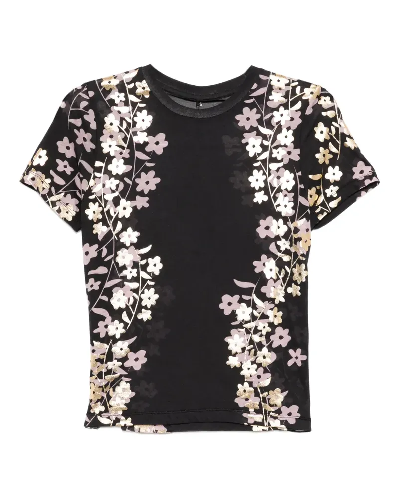 Cynthia Rowley T-Shirt mit Folien-Print - Schwarz Schwarz