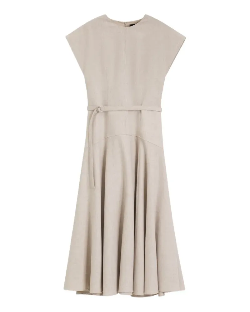 HUGO BOSS Maxikleid aus meliertem Flanell mit Gürtel - Nude Nude