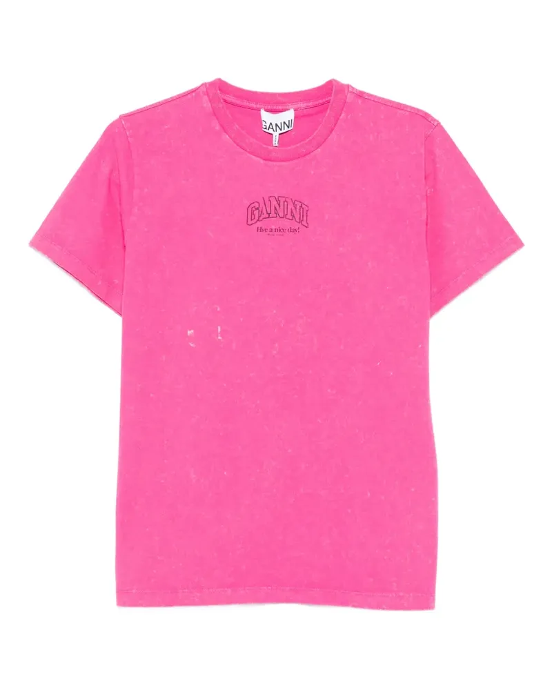 Ganni washed effect T-shirt - Rosa Rosa