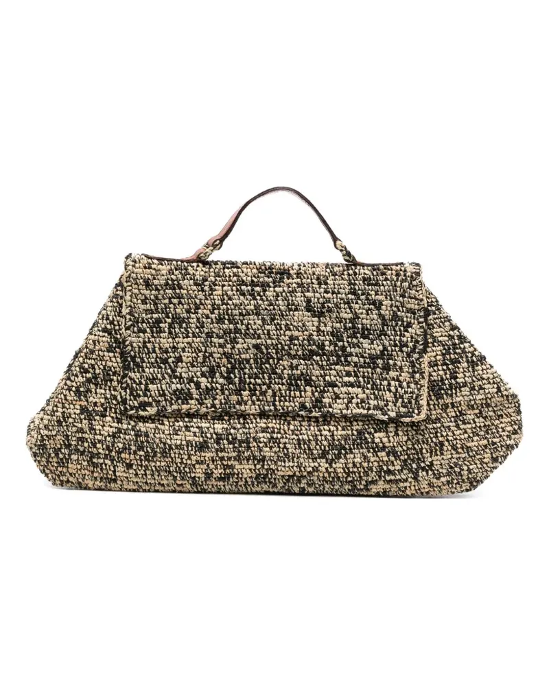 IBELIV Lahady raffia top handle tote bag - Schwarz Schwarz