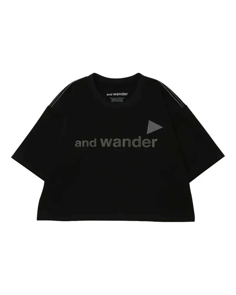 and wander Cropped-T-Shirt mit Logo-Print - Schwarz Schwarz