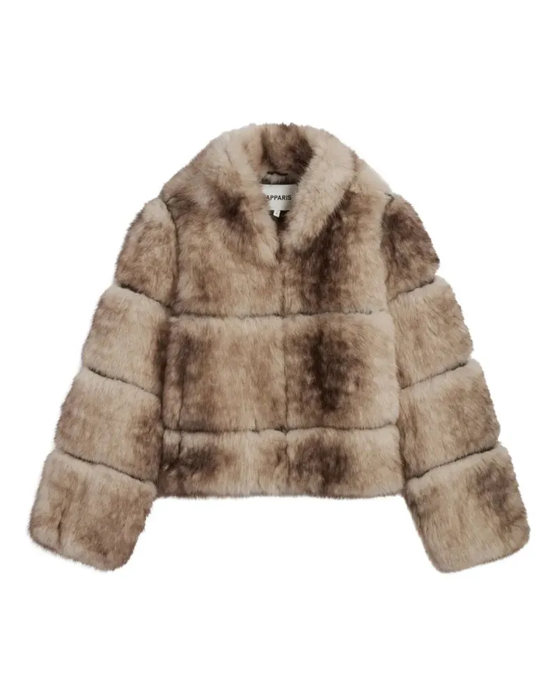 APPARIS Sai faux-fur panelled coat - Nude Nude