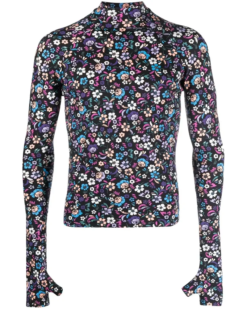 OFF-WHITE Langarmshirt mit Blumen-Print - Schwarz Schwarz