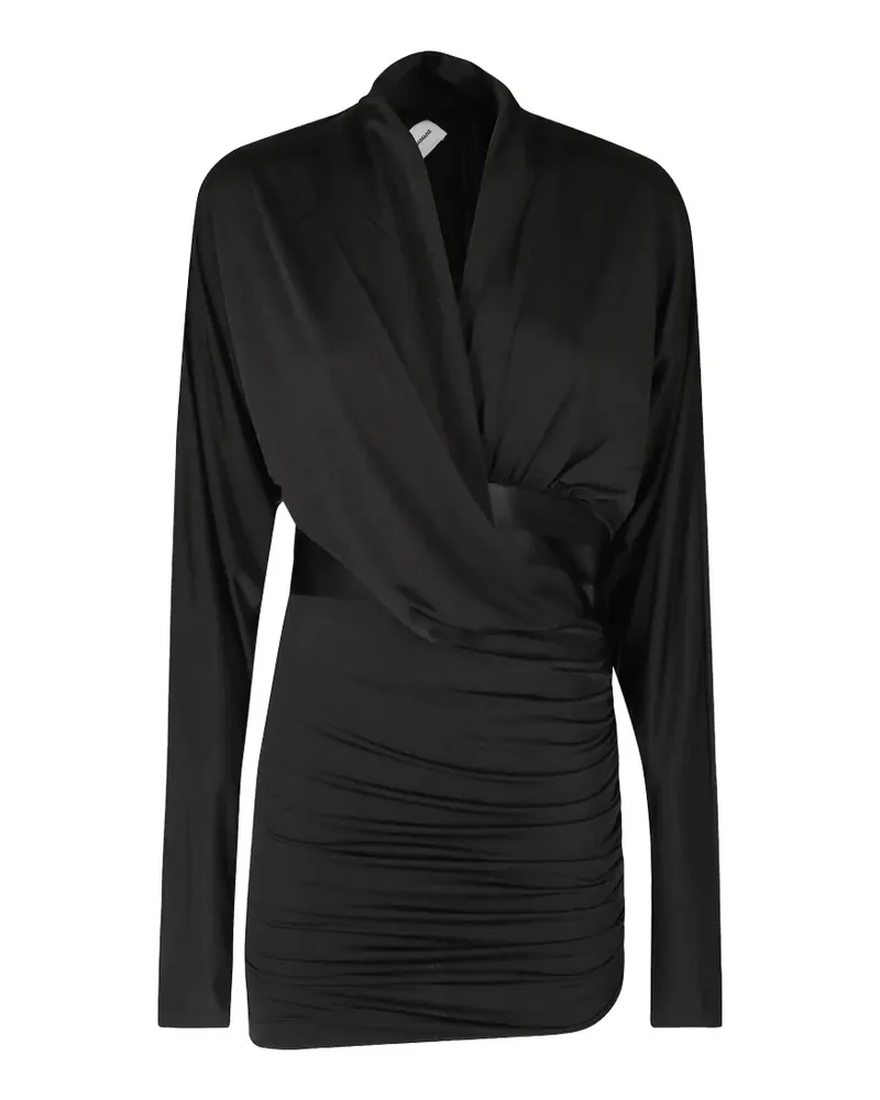 ANDAMANE ruched wrap-style mini dress - Schwarz Schwarz