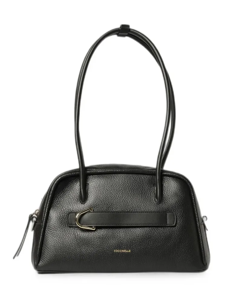 Coccinelle Paki grained leather shoulder bag - Schwarz Schwarz