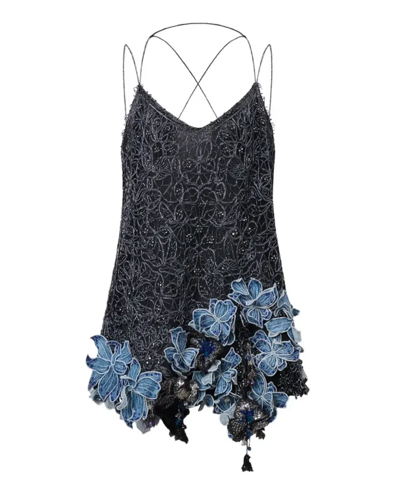 Isabel Marant Oliska Seidenkleid mit Blumenverzierung - Schwarz Schwarz