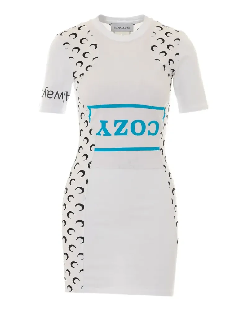 Marine Serre printed moon-patch mini dress - Weiß Weiß