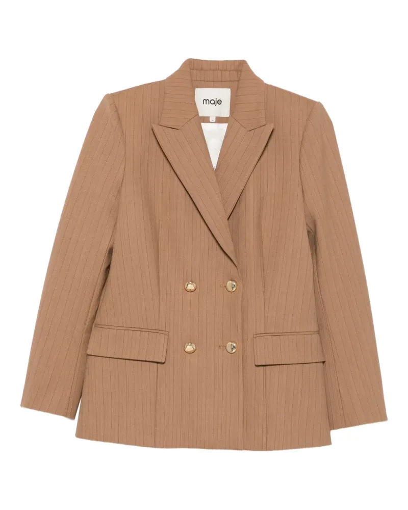 Maje pinstripe double-breasted blazer - Nude Nude
