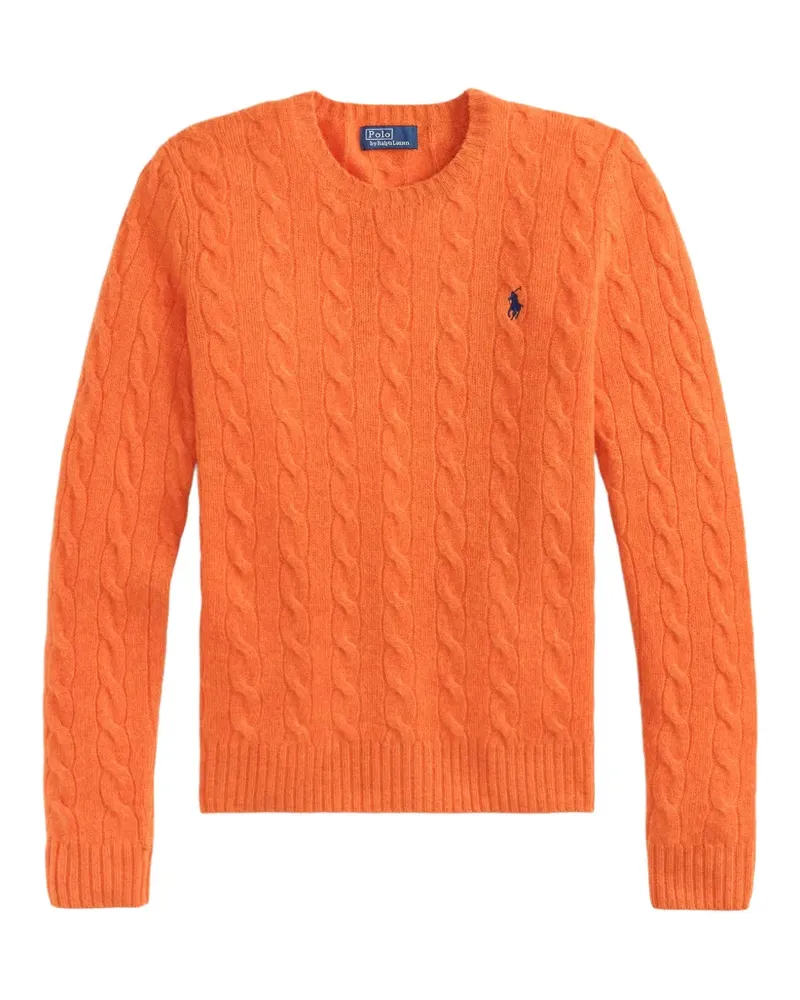 Ralph Lauren Zopfmuster-Pullover mit Pony-Stickerei - Orange Orange