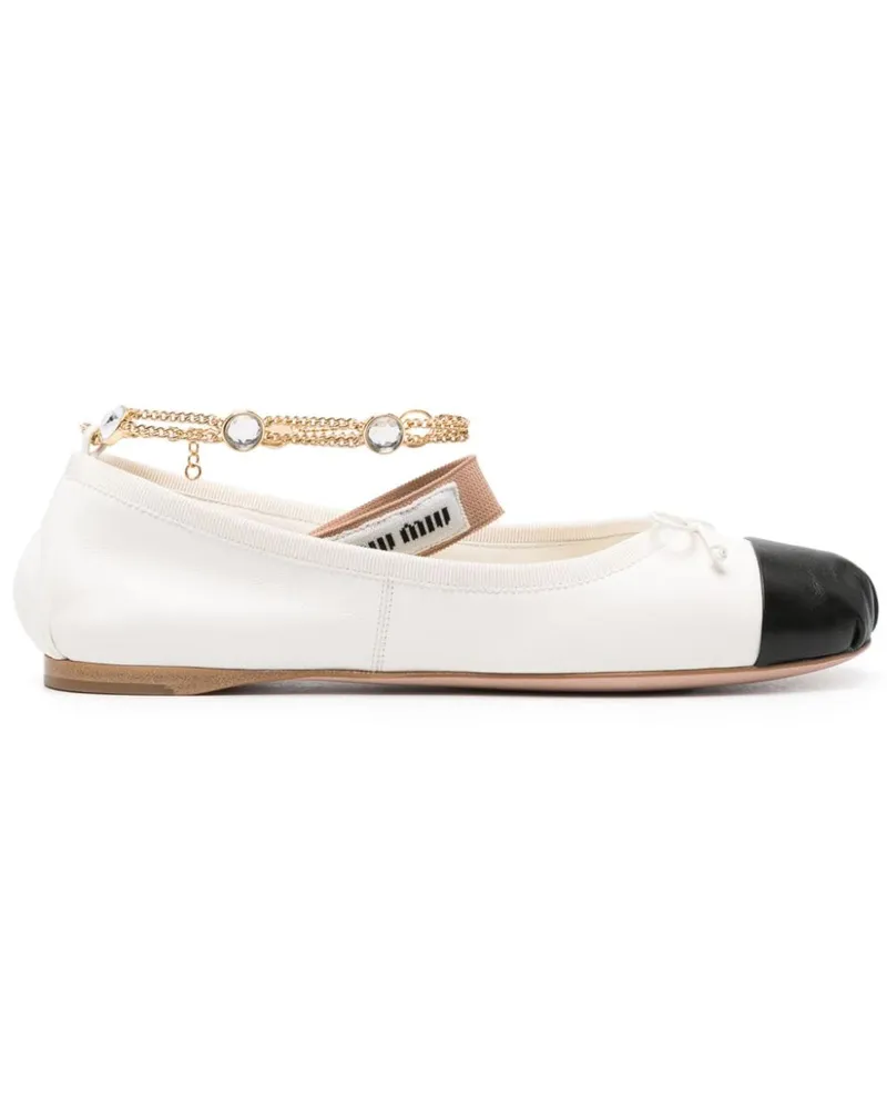 Miu Miu Ballerinas mit Schleifendetail - Weiß Weiß