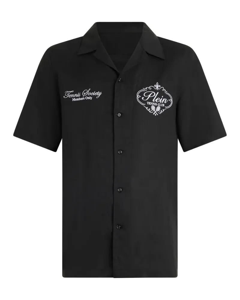 Philipp Plein Tennis Club Hemd mit Stickerei - Schwarz Schwarz